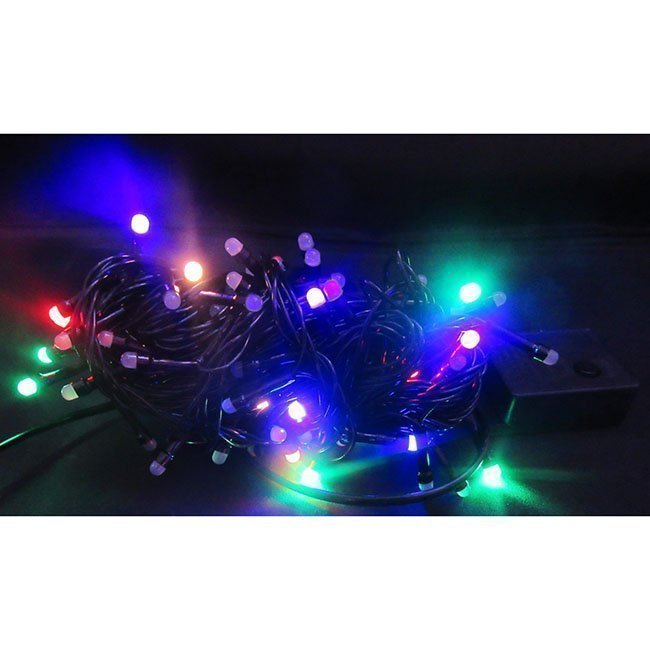 Электрическая гирлянда матовая 100л LED 8реж 9,3м цветной МК-19018