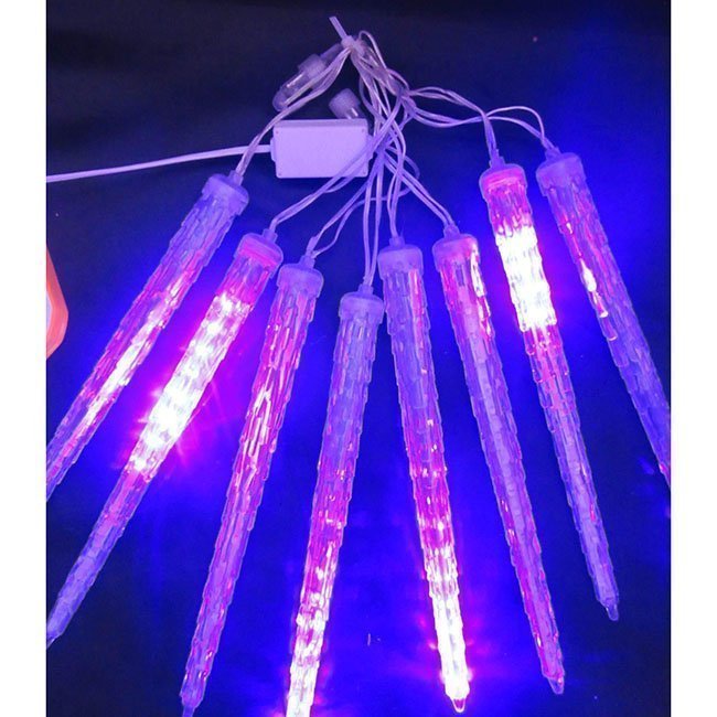 Электрическая гирлянда Сосульки 28см LED 8шт 8реж синий МК-19111