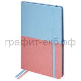 Книжка зап.А5 BRAUBERG DUO под кожу с резинкой голубой/розовый 80л.кл.113432