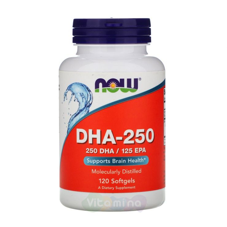 Now Foods DHA 250 Комплекс жирных кислот двойной силы, 120 капс.