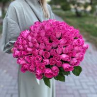 АКЦИЯ! 101 розовая роза (40см)