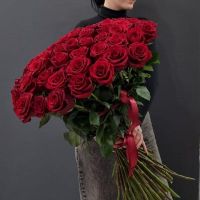 Букет из 55 красных высоких роз Эквадор