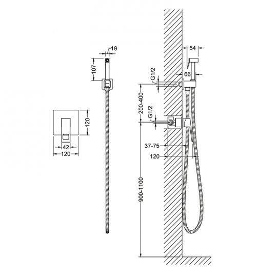 Встроенный смеситель с гигиеническим душем Timo Briana 7189/00SM схема 4
