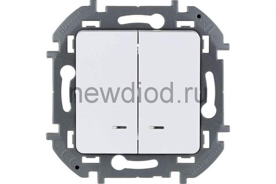 INSPIRIA Белый Выключатель двухклавишный с подсветкой/индикацией 10 AX - 250 В Legrand