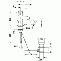Однорычажный смеситель для биде Duravit White Tulip WT2400001010 схема 2