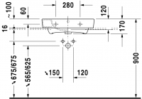 Раковина Duravit Starck 2 накладная 60х50 232360 схема 3