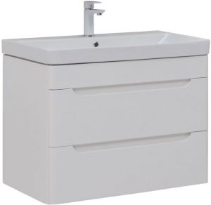 Тумба с раковиной Aquanet София 80 белый глянец (2 ящика) 00274192