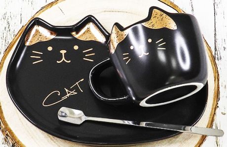 Кружка Котик с Кошкой (черная)
