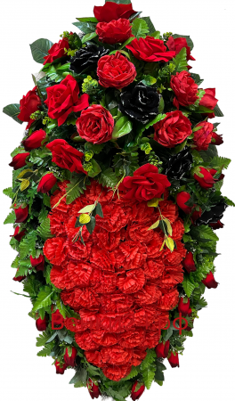 Фото Ритуальный венок из искусственных цветов - Элит #2 из роз,пионов,гвоздик и зелени