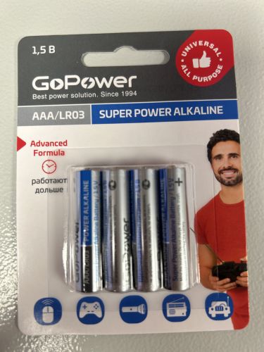 Батарейка GoPower LR03 AAA BL4 Alkaline 1.5V