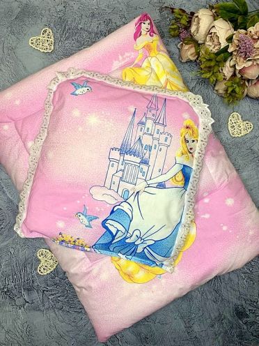 (-33%) Комплект в кроватку розовый: одеяло, подушка