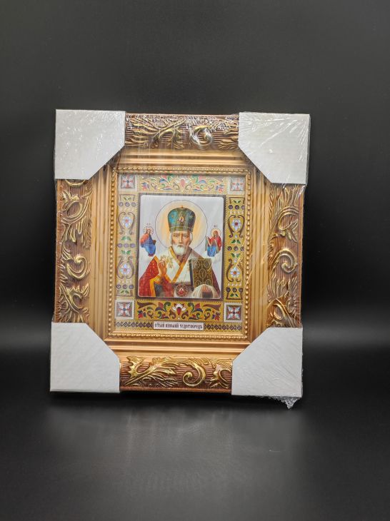 Икона  святитель  Николай Чудотворец   багетная рамка, полиграфия (25X29) см