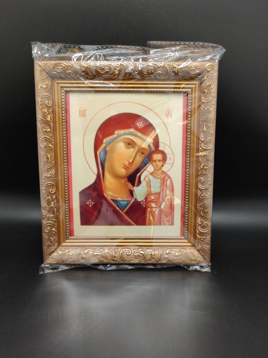 Икона Казанская божья матерь  багетная рамка, полиграфия (15X17) см