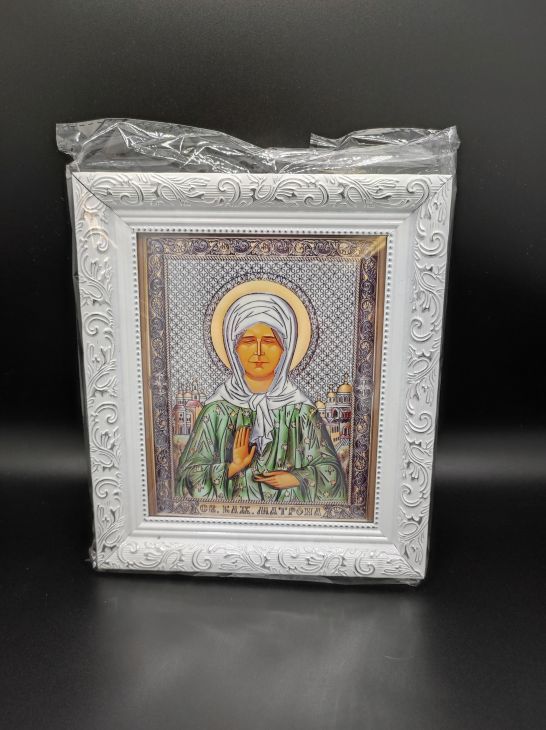 Икона «Матрона Московская » багетная рамка, полиграфия (15X17) см