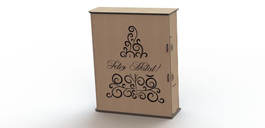 Коробка для бокалов и бутылки вина с новым годом на заказ