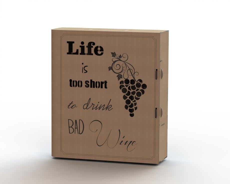 Коробка для бокалов и бутылки вина с виноградом на заказ