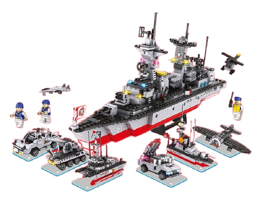 Конструктор военный корабль фрегат 6 в 1 1227 деталей