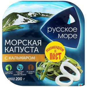 Морская капуста РУССКОЕ МОРЕ с кальмаром 200г