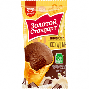 Мороженое ЗОЛОТОЙ СТАНДАРТ 86г Пломбир шоколадный ваф/ст