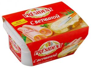 Сыр плавленый PRESIDENT 400г 45% Ветчина