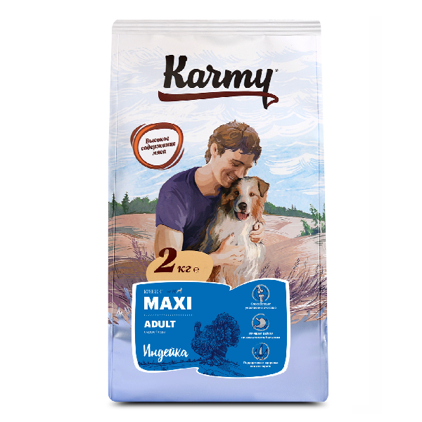 Сухой корм для собак крупных пород Karmy Maxi Adult с индейкой