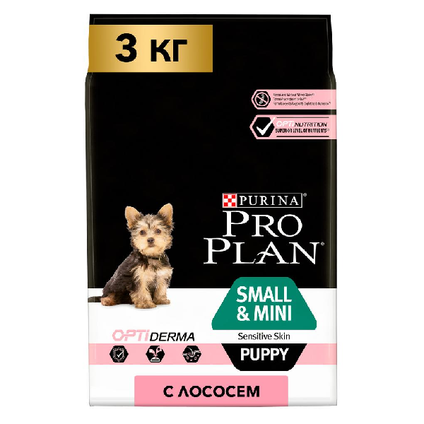 Сухой корм для щенков мелких пород Pro Plan Small Mini Puppy Sensitive Skin при чувствительной коже с лососем