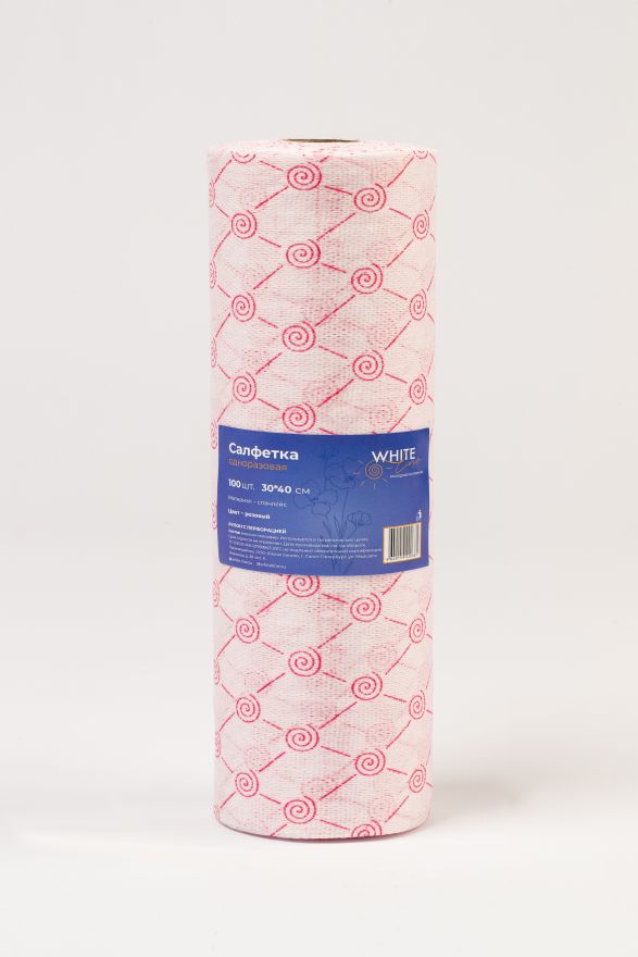 30*40 Салфетка в рулоне розовая (40 пл), 100 шт. White Line