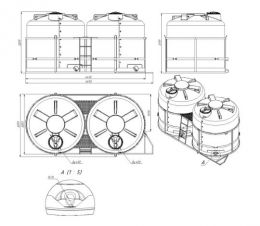 Схема. Транспортная кассета 13м³ (13000л - 2х6500л) TRF (ПОЛНЫЙ слив) для КАС/ЖКУ