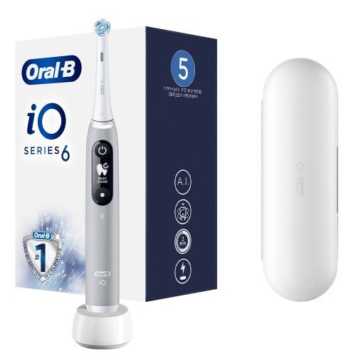 Электрическая зубная щетка Oral-B iO 6, серый опал