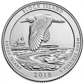 45 ПАРК США - 25 центов 2018 год, Национальный парк Национальное убежище дикой природы острова Блок (Block Island)