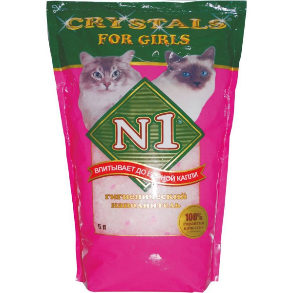 Впитавающий наполнитель N1 Crystals силикагелевый для кошек