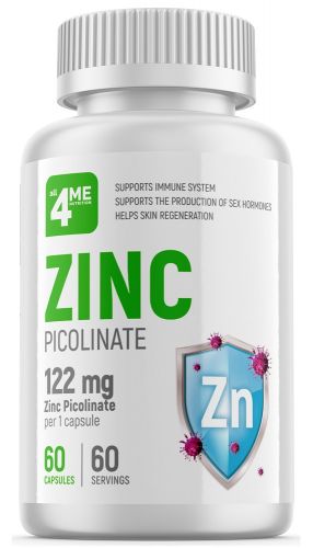 Цинк Zinc Picolinate 122 мг 60 капсул ALL4ME Nutrition