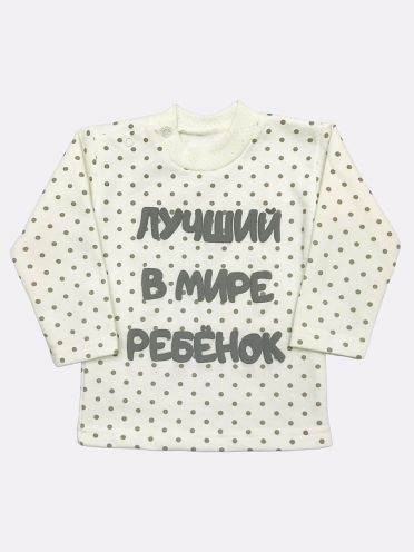 Джемпер футер на кнопках A-JM122(2)-ITnk, белый в горошек
