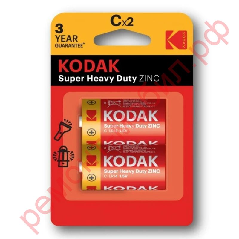 Батарейка солевая KODAK R14/2BL Super Heavy Duty (цена за 2 шт)