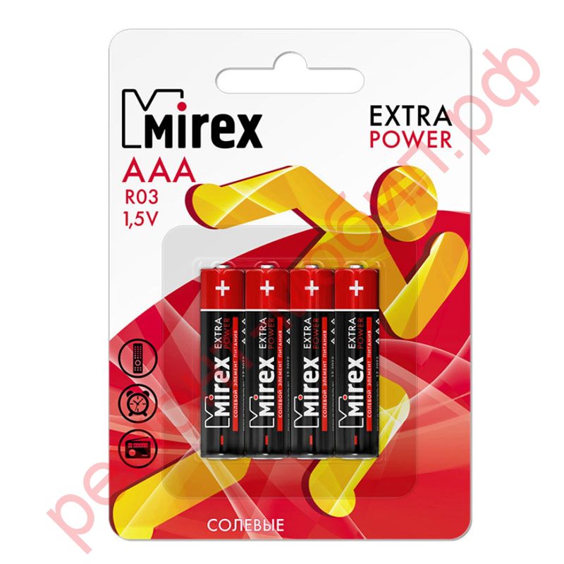 Батарейка солевая Mirex R6 / AA 1,5V 4 шт (4/48/480), (цена за блистер 4 шт) 23702-ER6-E4