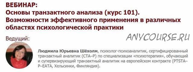 [Иматон] Основы транзактного анализа (курс 101) Возможности эффективного применения (Людмила Шёхолм)