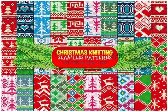 [Сreativefabrica] Christmas Seamless Knitting Patterns (pixaroma)