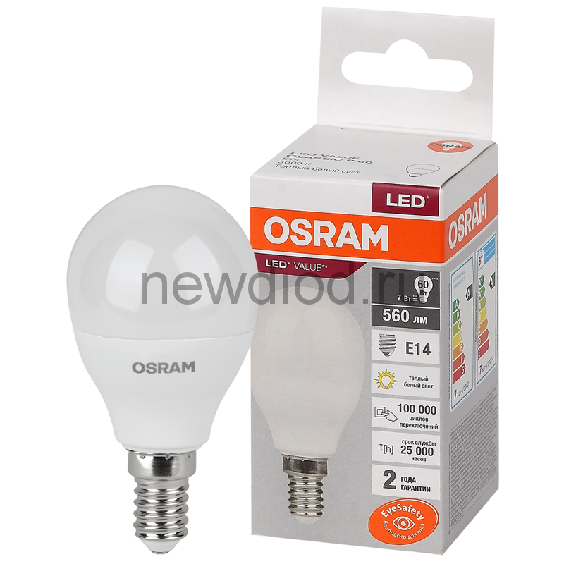 Лампа светодиодная ШАР 7Вт E14 3000K LVCLP60 7SW/830 230V OSRAM