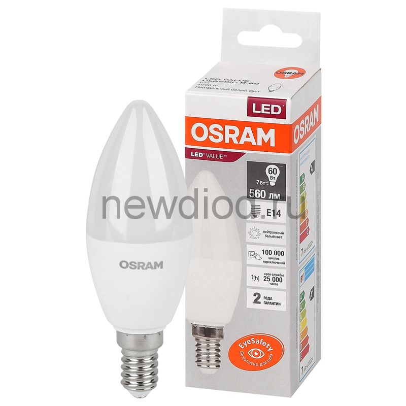 Лампа светодиодная СВЕЧА 7Вт E14 4000K LVCLB60 7SW/840 230V OSRAM