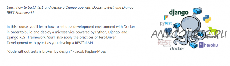 Test-Driven Development with Django, Django REST Framework, and Docker (Michael Herman)