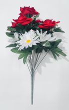 Искусственный букет бархатной  розы и ромашки 55 см 11 голов