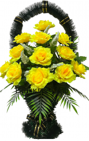 Фото Похоронная корзина "Средняя #4" из желтых роз