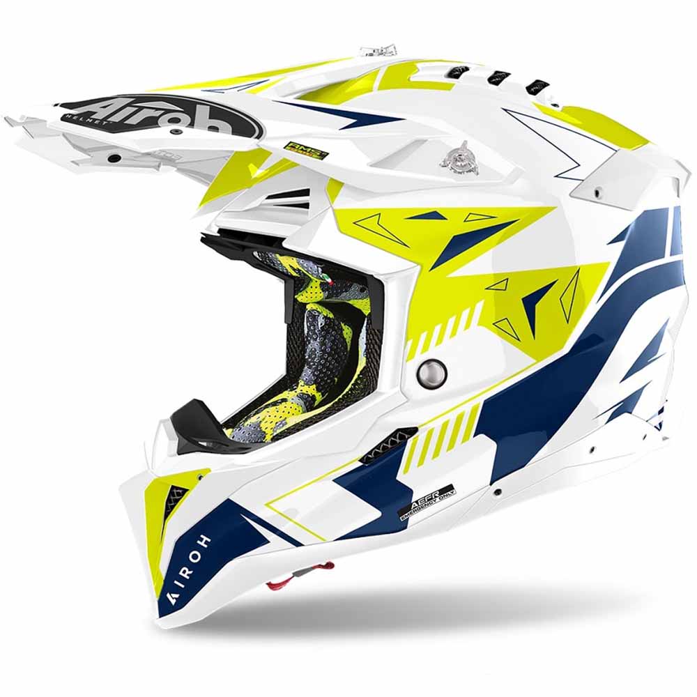 Airoh Aviator 3 Spin Yellow/Blue Gloss шлем для мотокросса и эндуро