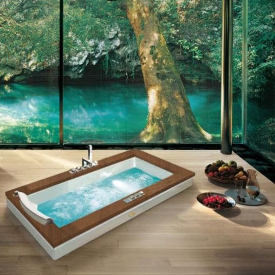 Гидромассажная встраиваемая ванна Jacuzzi Aura Uno Wood с 8 форсунками и подсветкой 180x90x66 ФОТО
