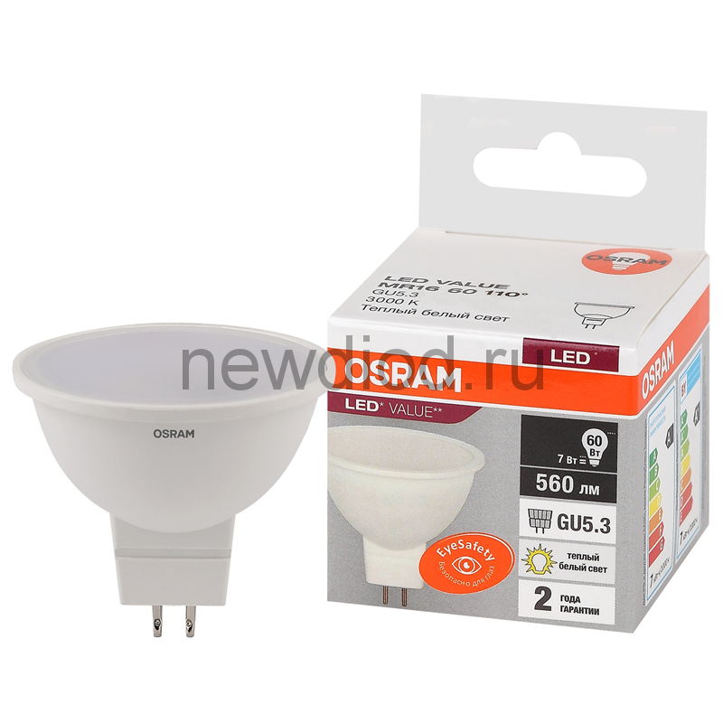 Лампа светодиодная GU5.3 7Вт 3000K LVMR1660 7SW/830 230V OSRAM