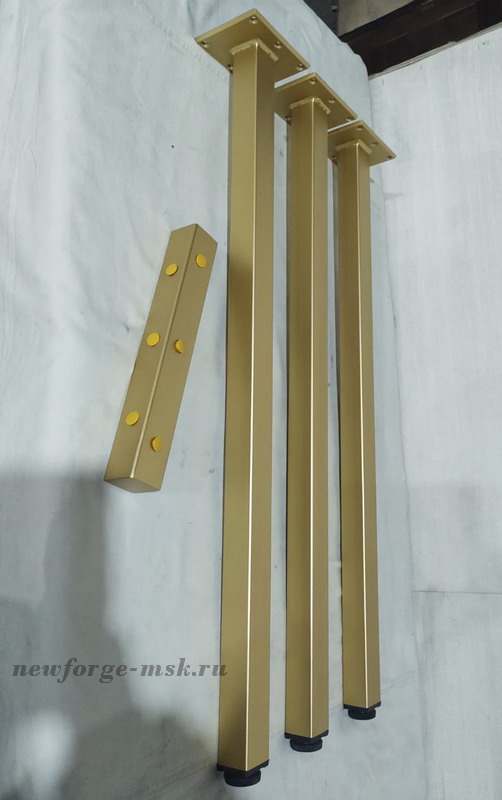 Ножки мебельные золотые с регулировкой и платформой с отверстиями для крепления к столешнице + кронштейн