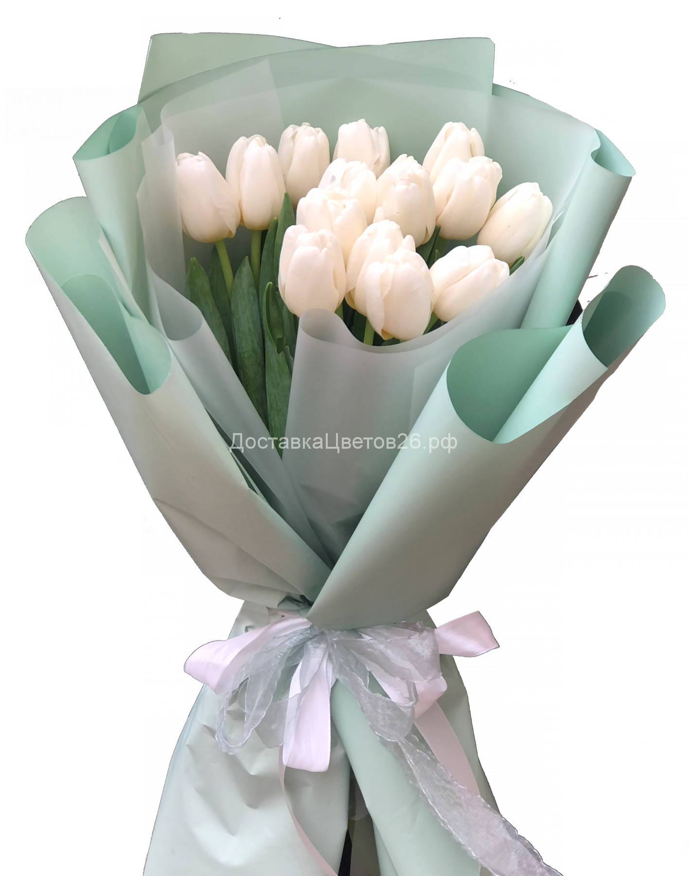 Букет Белые тюльпаны в пленке