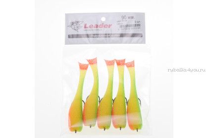 Поролоновая рыбка Leader на офсете 90мм / 5 шт. уп. / цвет: 24 UV
