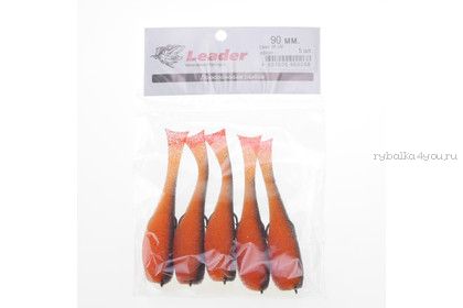 Поролоновая рыбка Leader на офсете 90мм / 5 шт. уп. / цвет: 26 UV