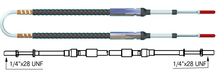 Усиленный кабель газ-реверс EЕС-133 (MACHZero), длина 5-30 футов